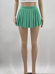 High Waist Pleated Mini Skirts Sexy Stretchy Skirt