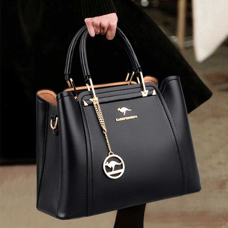 Women Luxury Designer 3 Layers Soft Leather Handbags