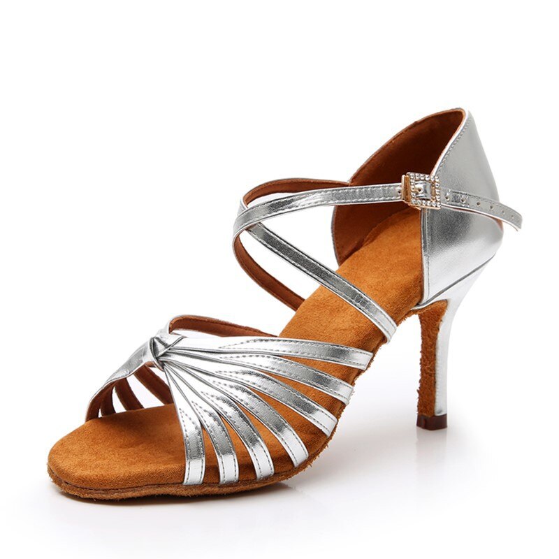 Professional Satin Latin Dance Shoes Authentic Soft-Sole Standard Ballroom Dancing High Heeled Shoes