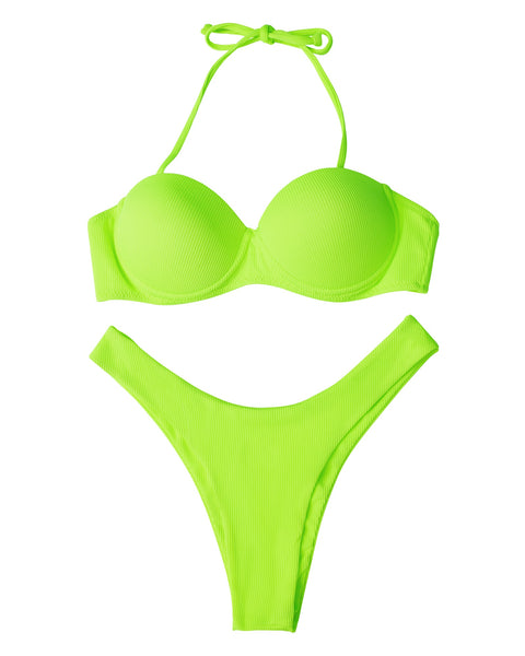 Push Up Bikini Set Women Soft 2-Piece Padded Bathing Suit Beach Vacation Summer Swimwear