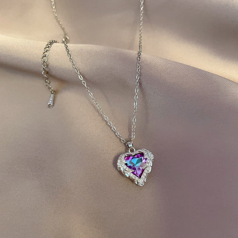 Heart Pendant Necklace Women 925 Sterling Silver Elegant Fashion Jewelry Gift