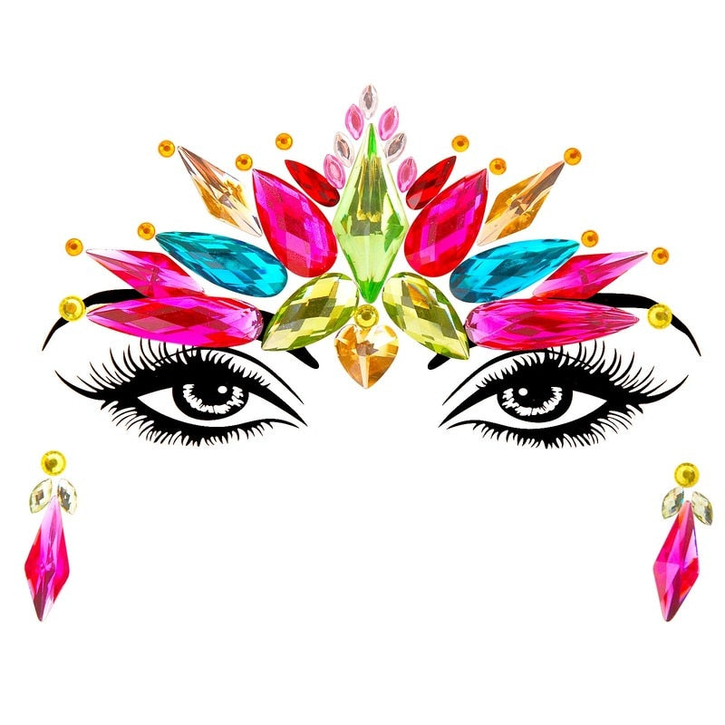Face Rhinestone Stickers Temporary Face and Body Stick On Jewels
