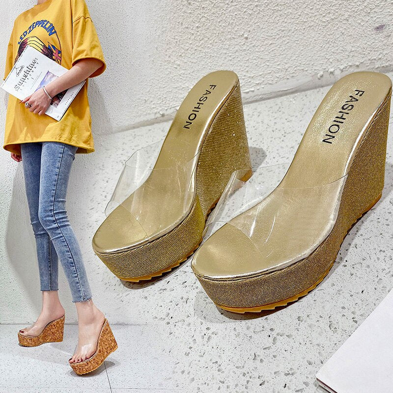 Women's Transparent Summer Wedge Shoes Platform Heel Sandals