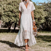 Boho White Lace Dress, Bohemian Floral Lace Rustic Maxi Wedding Dress