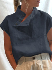 Elegant Blouse Chic Tunic Cotton Linen Oversized Shirt