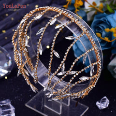 Silver Crystal Rhinestone Flower Tiara Headband Crown Bridal Hair Accessories