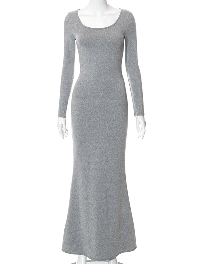 Long Sleeve Knit Cami Maxi Dress Women Skin Tight Elegant Club Party Fashion Dress Brown / M Long Sleeve Knit Cami Maxi Dress Women Skin Tight Elegant Club Party Fashion Dress Brown / M