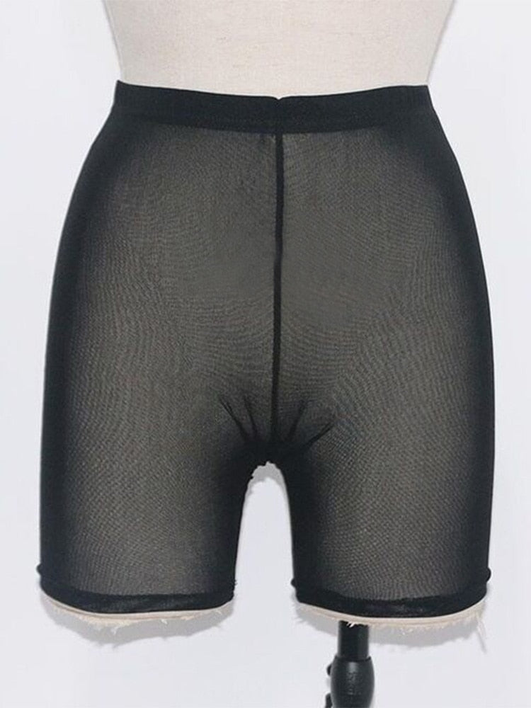 Summer Fashion Mesh Transparent Sexy Casual Shorts Waist Swimwear Cover up Shorts