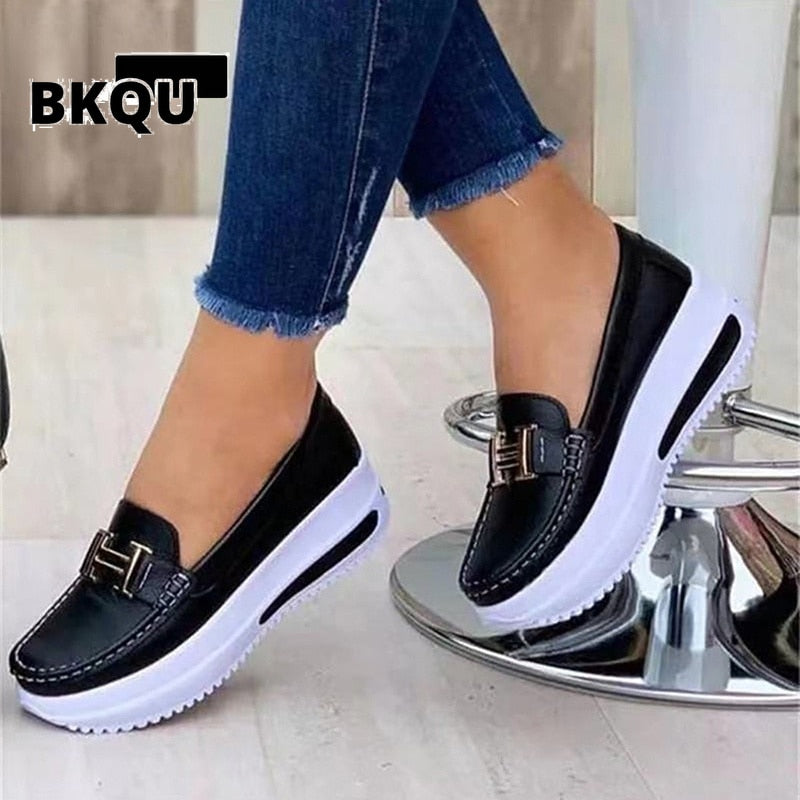 Women's Comfortable Platform Loafers Casual Walking Shoes