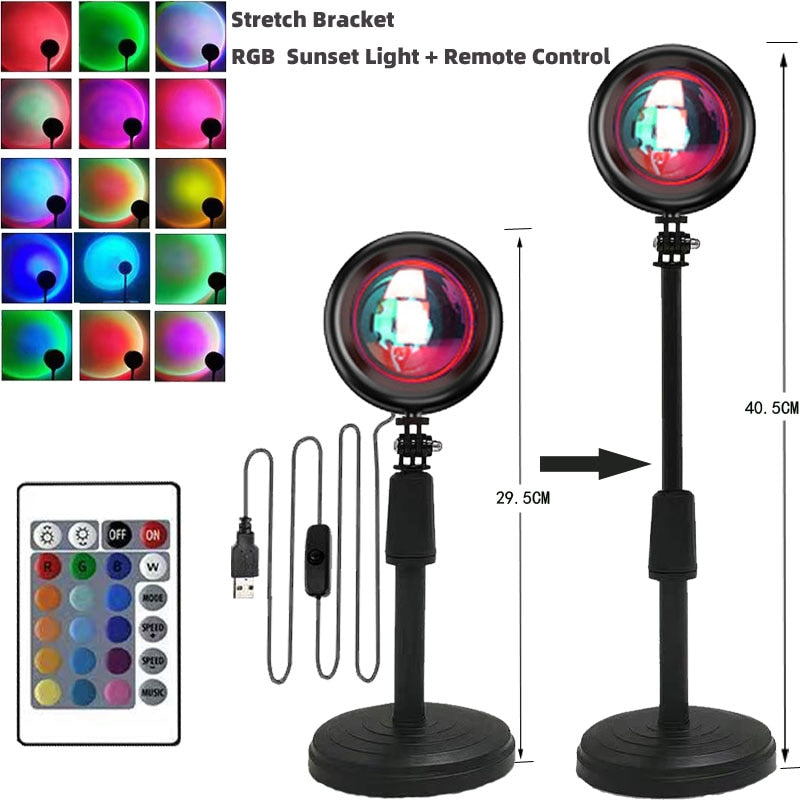 Sunset Projector Lamp LED 180 Degree Rotation Night Light Home Photography Decor Gift
