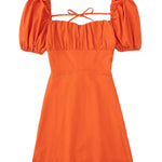 Women's Linen Blend Dress Square Neck Short Sleeve Backless Dress