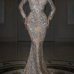Glamorous V-Neck Mermaid Dress Sequin Elegant Wedding Dress Lace