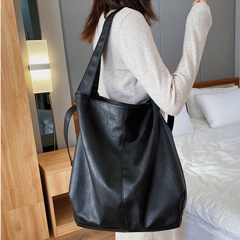 Large Soft Vegan Leather Tote Bag Shoulder Bag Women's Hobo Bag