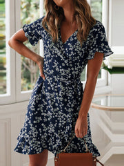 Women's Floral Print Boho Summer Dress Ruffle Swimsuit Coverup Casual Every Day Dress