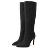 Fashionable Pointed Toe Slip On Knee High Below the Knee Boots