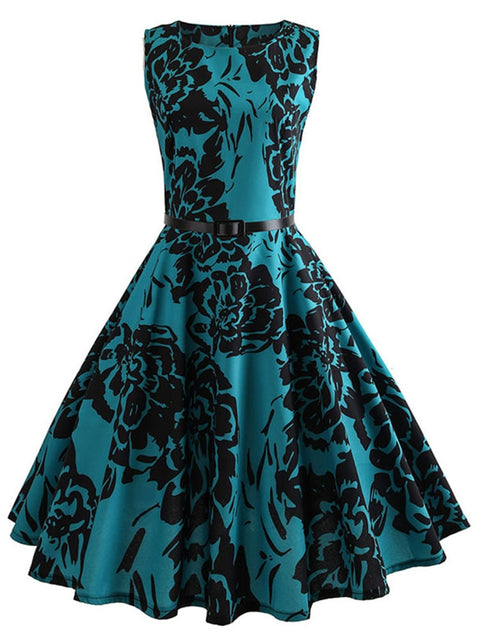 Vintage Swing Party Dress Women Casual Elegant Beach Vacation Summer Fashion Dress
