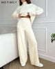 Knitted Turtleneck Sweater & Wide Leg Pant 2 Piece Set for Women