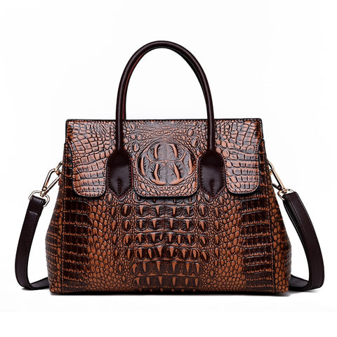 Crocodile Alligator Pattern Genuine Leather Crossbody Bag Women Luxury Elegant Fashion Purse