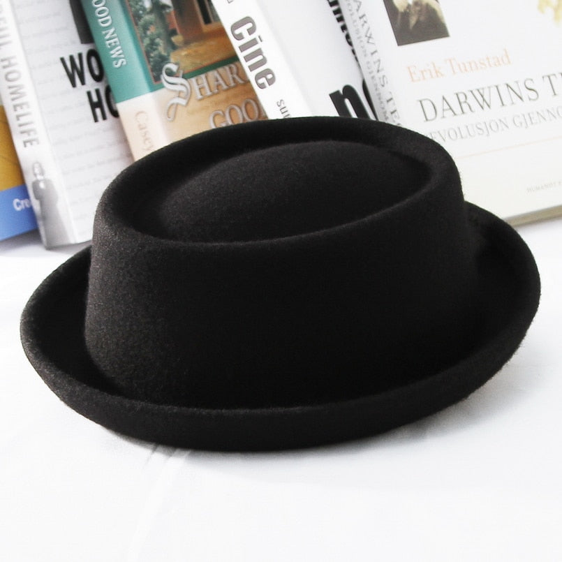 Autumn Winter Wool Curved Brim Dress Fedora Hat