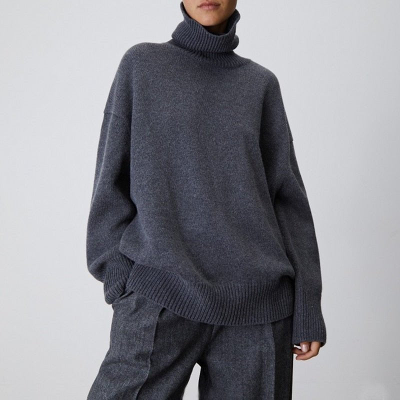 Cashmere Turtleneck Sweater Women Elegant Thick Warm Pullover Cozy Winter Fashion Top