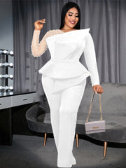 Women's Plus Size Jumpsuit Beaded Patchwork Elegant Party Romper