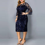 Plus Size Elegant Sexy Sequin Midi Sparkly Dress