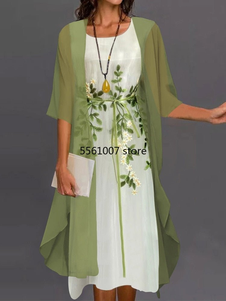 elegant floral round neckline midi x-line dress Black Floral Round Neck Long Sleeve Midi Dress