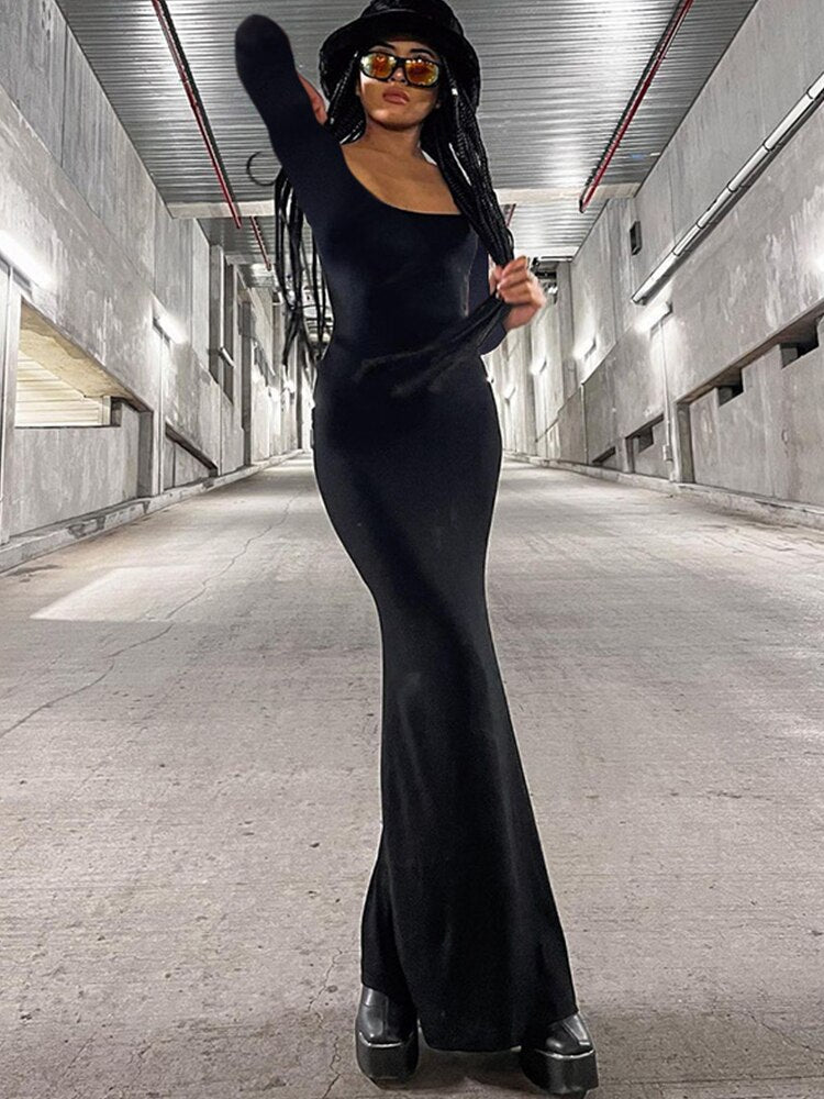 Long Sleeve Knit Cami Maxi Dress Women Skin Tight Elegant Club Party F Long Sleeve Knit Cami Maxi Dress Women Skin Tight Elegant Club Party F