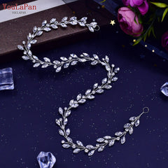 Silver Crystal Rhinestone Flower Tiara Headband Crown Bridal Hair Accessories
