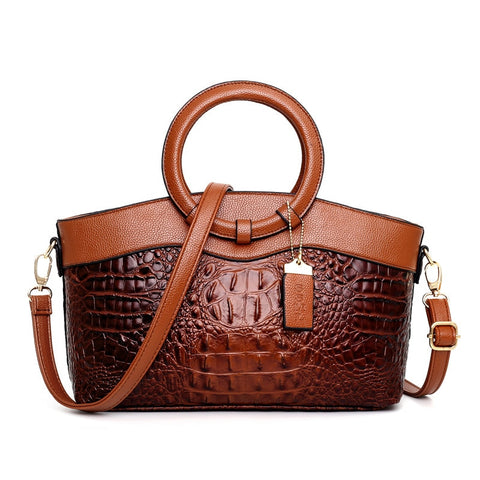 Crocodile Pattern Genuine Leather Crossbody Bag Women Luxury Elegant Casual Fashion Handbag
