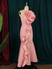 Plus Size Women's Long Party Dress Ruffles Sleeveless