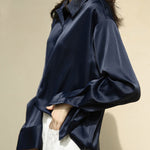 Vintage Fashion Silk Shirt Long Sleeve Loose Fit Blouse