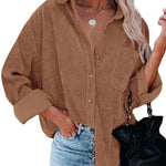 Autumn Womens Long Corduroy  Jacket