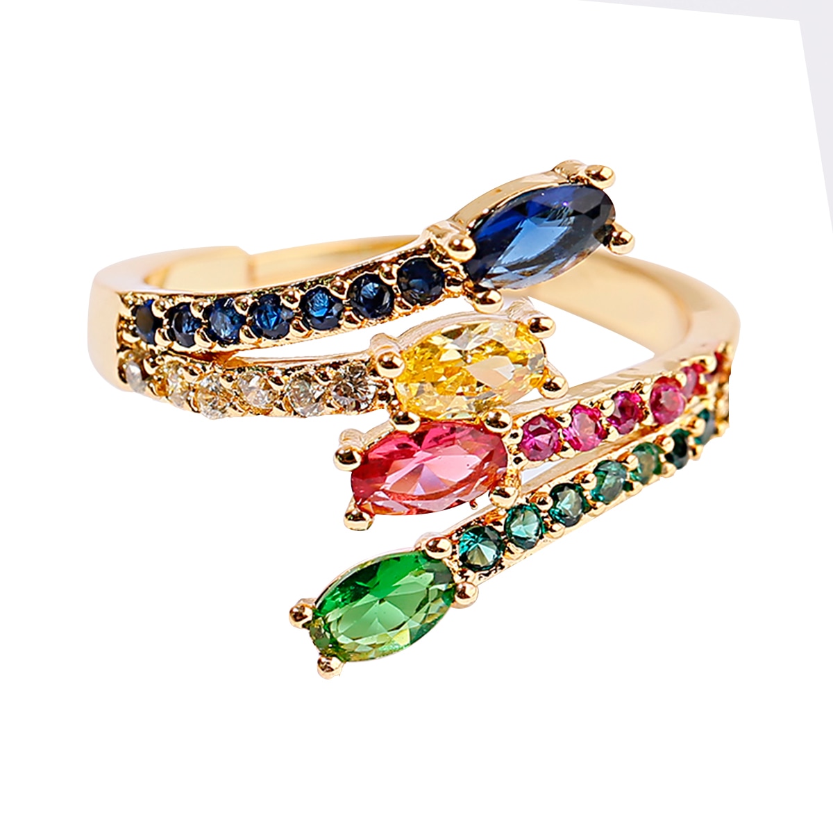 Cubic Zirconia Adjustable Rings Colorful Crystal Ring Jewelry