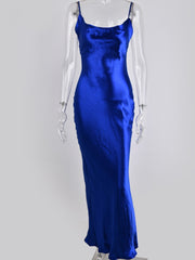 Sexy Spaghetti Strap Backless Satin Lace Up Bodycon Dress