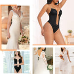 Women Backless Bra Body Shapewear Seamless U Plunge Slimming Bodysuit