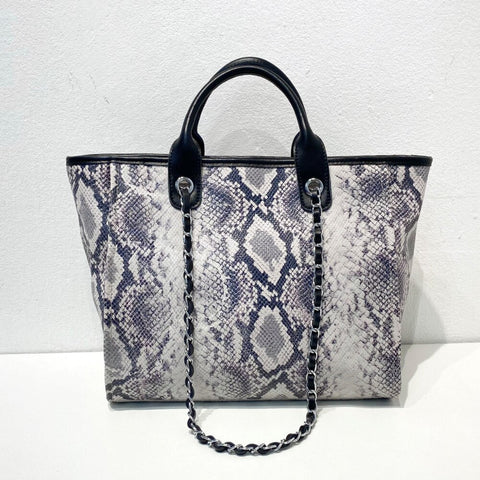 Large Capacity Snakeskin Shoulder Bag Genuine Leather