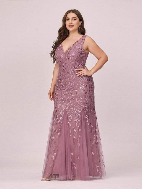 Plus Size Sequin Cocktail Dress Women Double V-Neck Sleeveless Elegant Party Prom Fashion