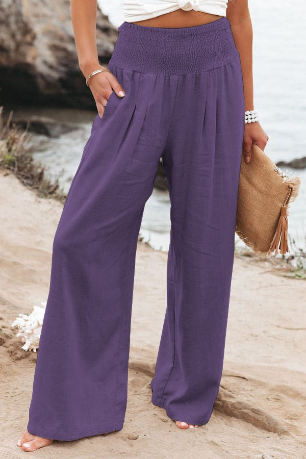 Women's Pants Spring Summer Casual White Wide Leg Trousers