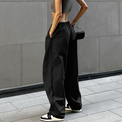 Low Waist Cargo Pants Women Loose Drawstring Casual Streetwear Comfortable Fashion Trousers