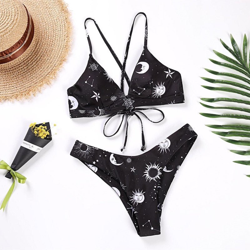 Flower Print Push Up Bikini Set Women Padded 2-Piece Beach Vacation Summer Swimwear Fashion