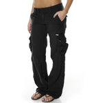 Women's Multi Pocket Cargo Pants Low Waist Hip Hop Wide Leg Baggy Trousers