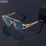 Retro Rimless Sunglasses Square Fashion Shades Tinted Lens Metal Frame Steampunk Glasses