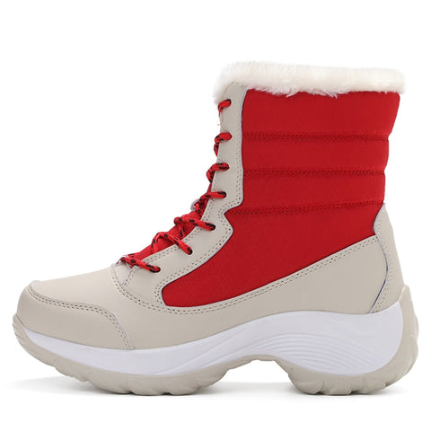 Lace-Up Platform Boots Women Waterproof Winter Warm Casual Streetwear Fashion Shoes