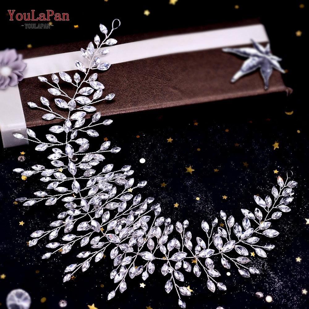 Silver Crystal Rhinestone Flower Tiara Headband Crown Bridal Hair Accessories