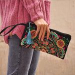 Small Embroidered Purse Mobile Phone Wallet Native Vintage Clutch Purse