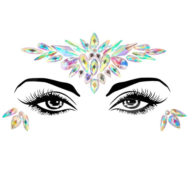 Face Rhinestone Sticker Jewels Temporary Body Stick-On Festival Party Makeup Accessory