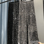 Fashionable Trendy Sparkling Pants Wide-Legged Sequins