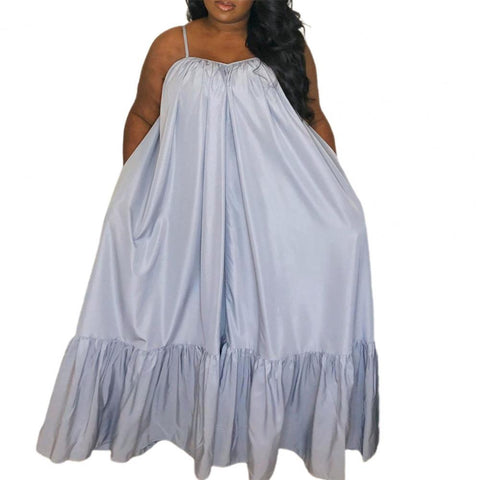 Plus Size Open Back Maxi Dress Women Loose Casual Beach Vacation Summer Fashion S-5XL