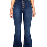 High Waist Flare Jeans for Women Skinny Bell Bottom Jean Pants Multi Button Denim Trousers